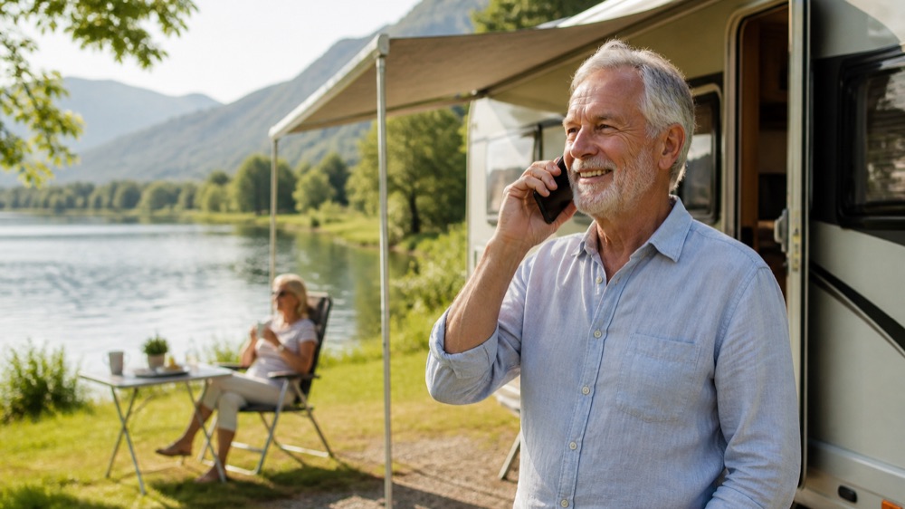 Telefonieren im Wohnwagen und auf dem Campingplatz